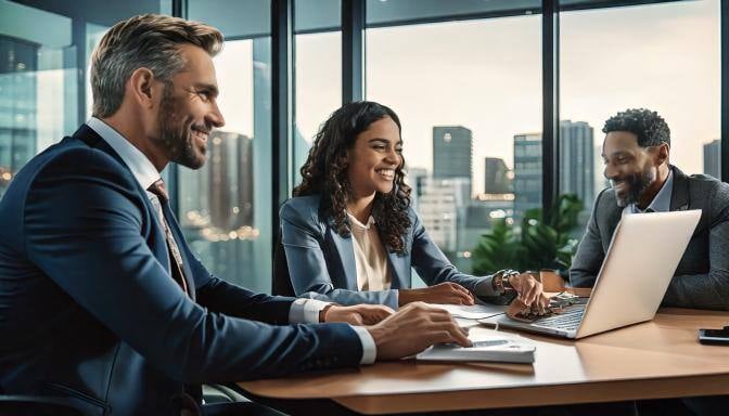 Firefly sponsor working on computer business people meeting corporate office concept 58157